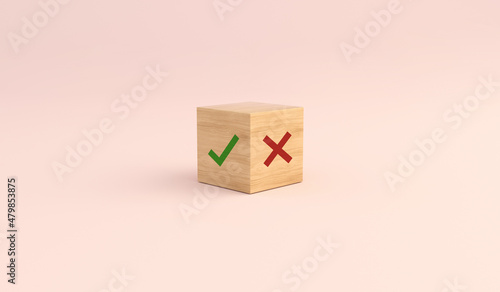 Konstfotografi Yes or No on wood block on pink background