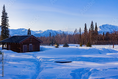 Sunny snowy view of the Denali State Park with Mount McKinley © Kit Leong