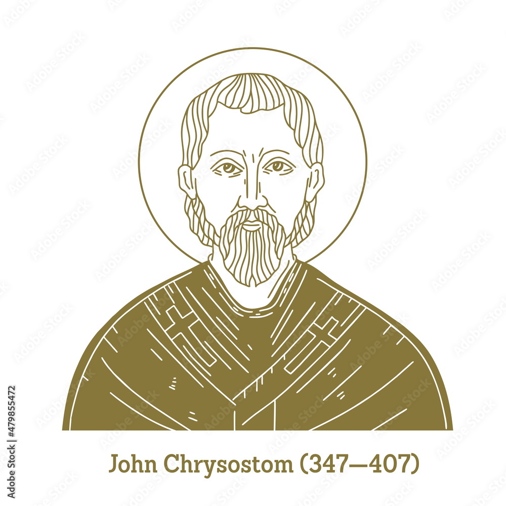 John Chrysostom (349-407) was the archbishop of Constantinople known for his eloquence in preaching and public speaking, his denunciation of abuse of authority by both ecclesiastical and political lea - obrazy, fototapety, plakaty 