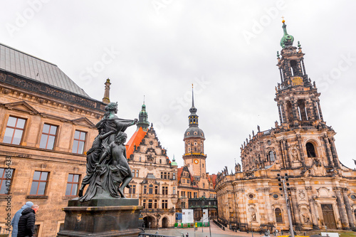The Cathedral of the Holy Trinity, Katolische Hofkirche in the old town of Dresden, Germany