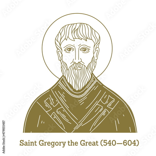 Billede på lærred Saint Gregory the Great (540-604) was the bishop of Rome from 3 September 590 to his death