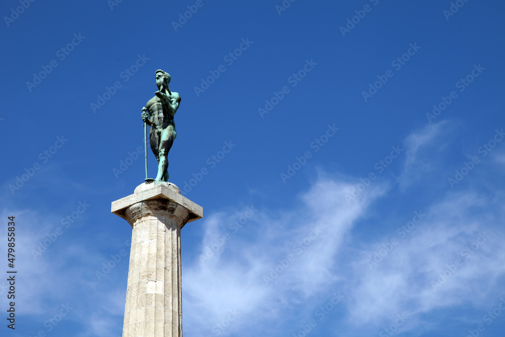 Victor monument (Pobednik) at Kalemegdan Fortress in Belgrade, Serbia. Belgrade is largest cities of Southeastern Europe.
