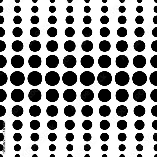 Black different small circles and balls isolated on white background. Cute monochrome geometric volumetric optical seamless pattern. Vector simple flat graphic illustration. Texture.
