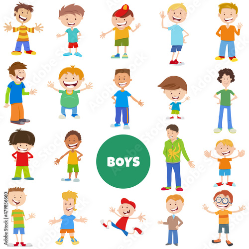 cartoon elementary age and teen boys characters big set