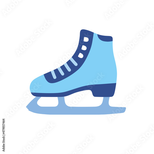 Blue ice skate isolated icon flat vector