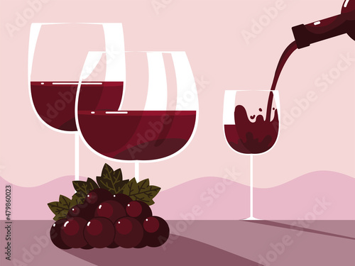 wine bottle pouring in glasses