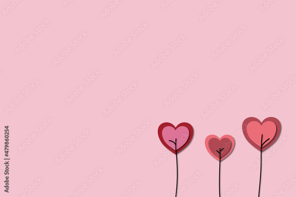 Valentine's Day background. Heart pastel pink background.  paper cut hearts. Valentines day concept.