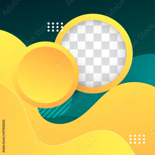 Modern bloob green yellow colorful sale post design template background photo