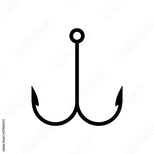 Fisher double hook vector icon. Fisherman trap metal hook illustration