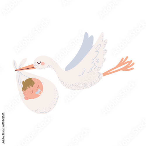 baby in stork beak icon