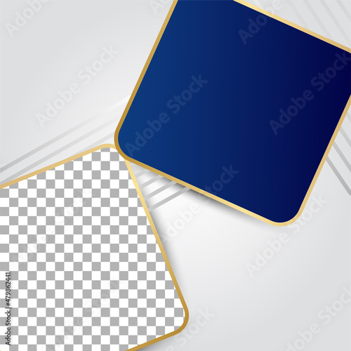 Frame square transparant blue gold colorful sale post design template background