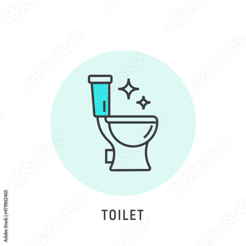Toilet seat outline icon wc logo line. Vector editable toilet sign clean wc bowl