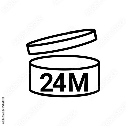 Pao symbol logo cosmetic life. 24 Months expiry open shelf jar expiration pao month icon