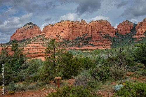 Mitten Ridge rock formations (south-east aspect) seen from Schnebly Hill Road, Sedona. photo
