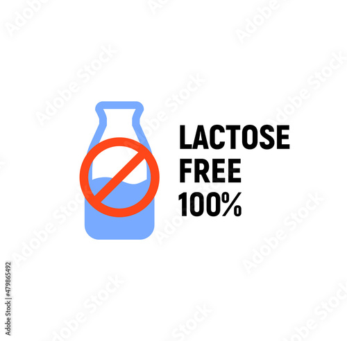 Lactose gluten free dairy icon. Milk dietary lactose free sign stamp or logo