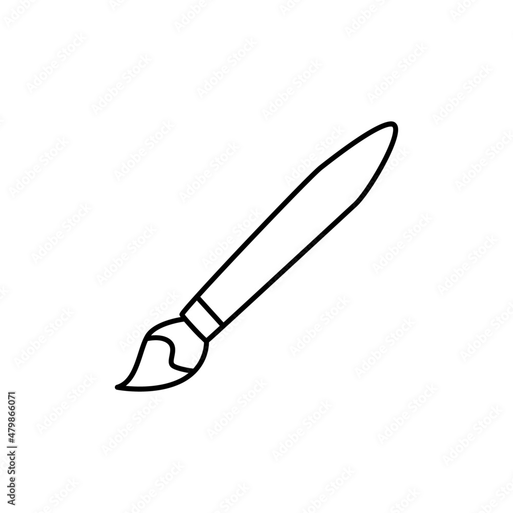 Paintbrush Icon in black line style icon, style isolated on white background Paintbrush Icon in black line style icon, style isolated on white background