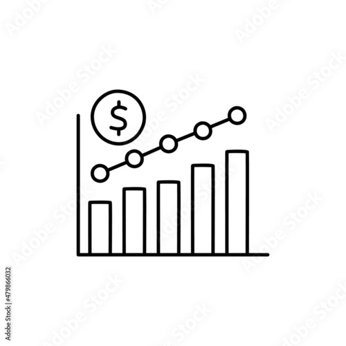 Profit Icon  in black line style icon, style isolated on white background