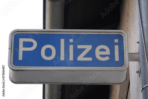 Nahaufnahme Polizei Schild Hinweis Zeichen photo
