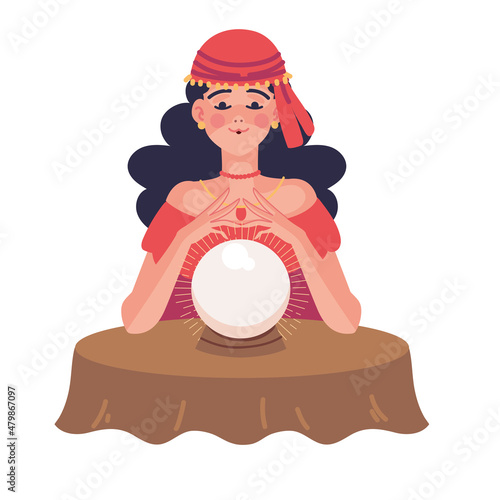 fortune teller looking a crystal ball