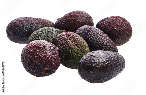  Group of avocados fruit isolated over white background