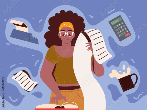 woman multitask office work