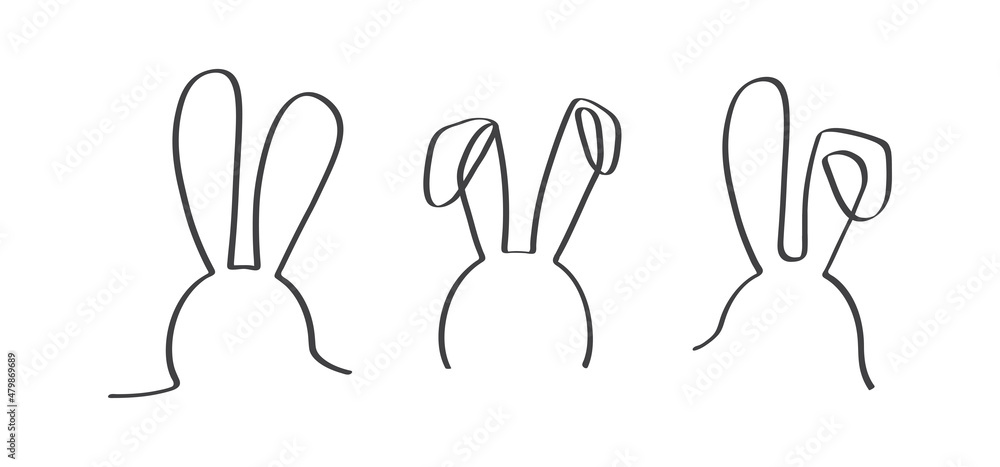 Easter bunny continuous one line vector icon, drawing rabbit outline cute animal, minimal contour ears hare, black silhouettes set isolated on white background. Funny simple illustration Easter bunny continuous one line vector icon, drawing rabbit outline cute animal, minimal contour ears hare, black silhouettes set isolated on white background. Funny simple illustration