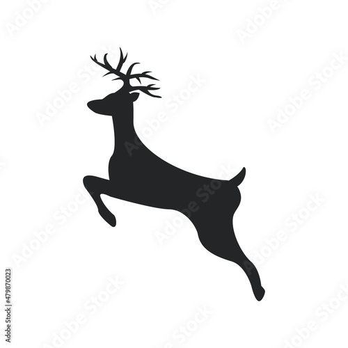 Reindeer silhouette vector icon christmas santa sign. Black illustration symbol winter deer icon