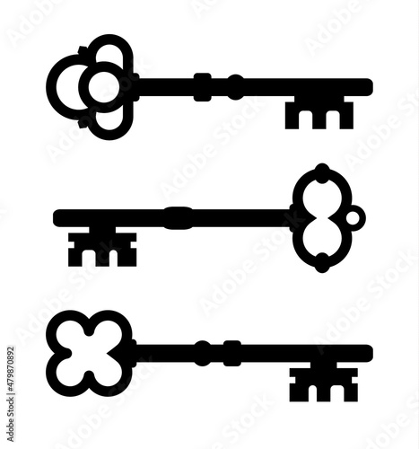 Old key vector house icon logo. Old key silhouette antique lock illustration
