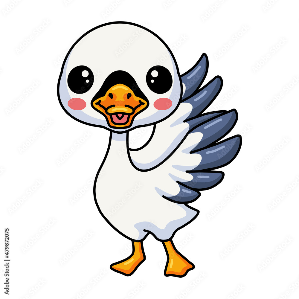 Cute little goose cartoon standing