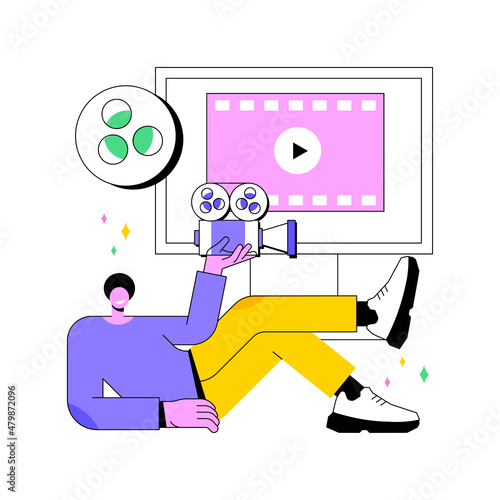 Video design abstract concept vector illustration. Video editing software, projection design course, scenic designer service, professional freelance editor, post production abstract metaphor.