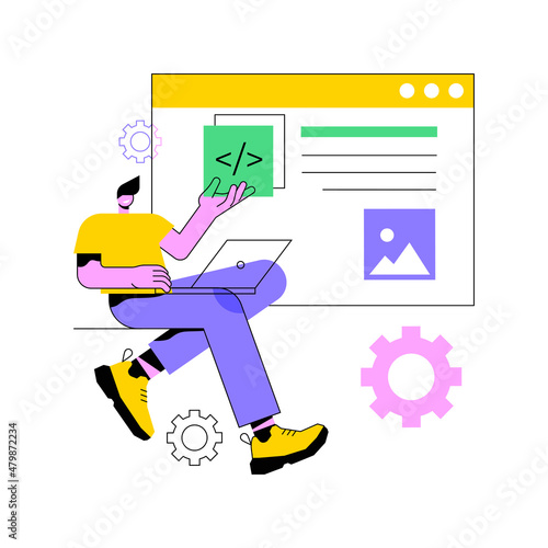 Single page application abstract concept vector illustration. SPA web page, web development trend, app inside a browser, dynamically rewriting page, responsive website creation abstract metaphor.