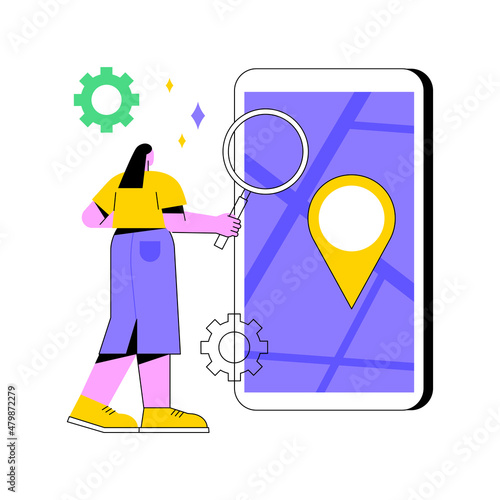 Mobile tracking soft abstract concept vector illustration. Monitoring software, navigation mobile app, gps tracking application, anti-theft soft, kids parental control, spy tool abstract metaphor.