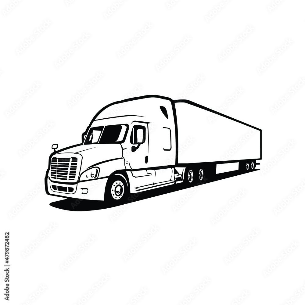 18 wheeler freight semi truck silhouette vector isolated Stock Vector ...
