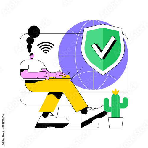 VPN access abstract concept vector illustration. Virtual private network access, remote proxy server, VPN service, unblock website online, secure internet, global connection abstract metaphor.