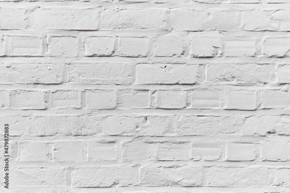 Fototapeta premium Painted white brick wall surface background