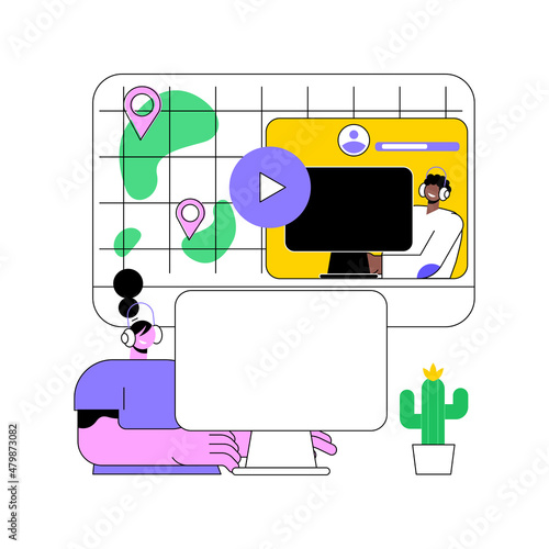 Video game walkthrough abstract concept vector illustration. Online walkthrough video, popular pc game content, gaming stream, playthrough, console playing, improving skill abstract metaphor.