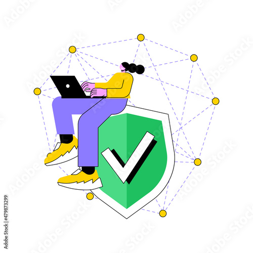 Decentralized application abstract concept vector illustration. Digital application, blockchain, P2P computer network, web app, multiple users, cryptocurrency, open source abstract metaphor.