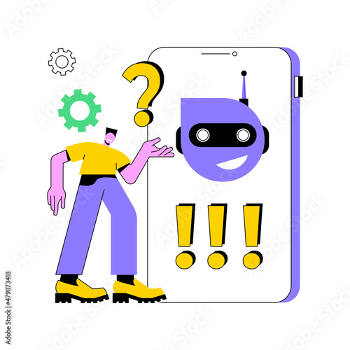 Chatbot customer service abstract concept vector illustration. Customer service bot, AI in retail, e-commerce chatbot, self-service experience, online client support, web chat abstract metaphor.
