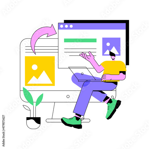 Microsites abstract concept vector illustration. Corporate website, web development service, mobile site design, menu bar element, programming, company page, microsite interface abstract metaphor. photo