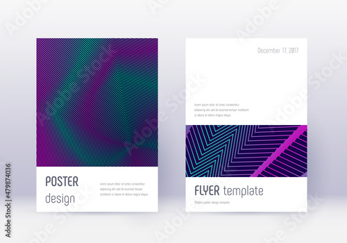 Minimalistic cover design template set. Neon abstr