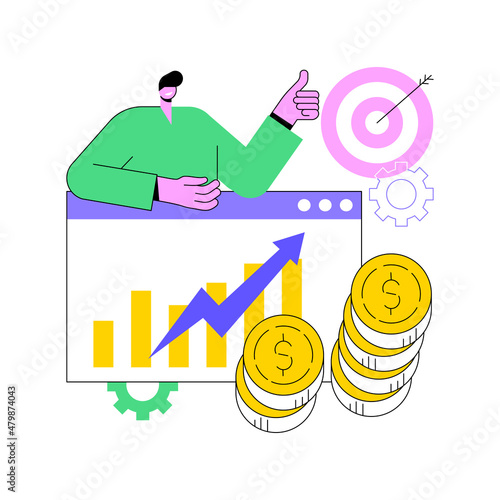Cost per acquisition abstract concept vector illustration. CPA model, cost per conversion, online advertising pricing model, marketing metric measurement, online digital campaign abstract metaphor.