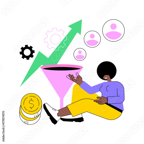 Conversion rate optimization abstract concept vector illustration. Digital marketing system, lead attraction marketing, increasing website guests, convert visitors into customers abstract metaphor.