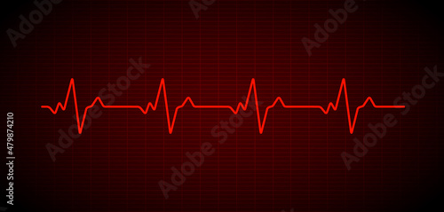 Heartbeat ecg electrocardiogram vector graph wave line. Ekg cardio heart beat cardiology frequency monitor photo