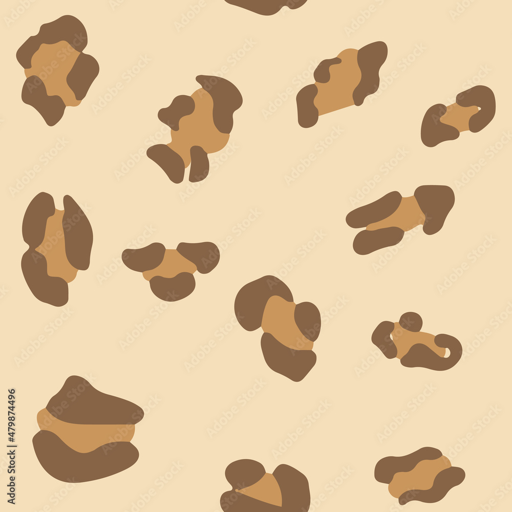 Seamless pattern with hand drawn leopard spots. Cute doodle illustration on a beige background. Vector background leopard spots. Seamless pattern with hand drawn leopard spots. Cute doodle illustration on a beige background. Vector background leopard spots.