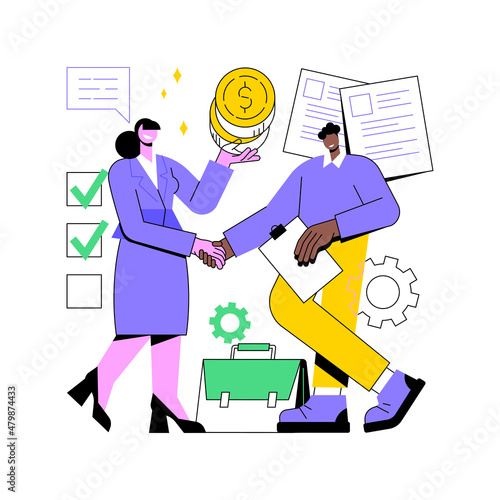 Money lending abstract concept vector illustration. Small money lenders, private individuals loans, short term financing, commercial and industrial bank credit, working capital abstract metaphor.