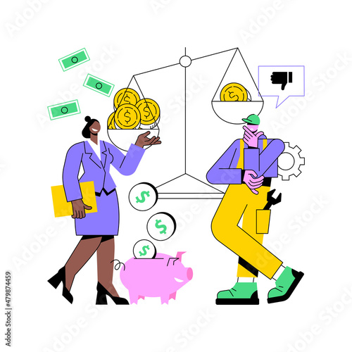 Income inequality abstract concept vector illustration. Country income distribution, financial gender discrimination, social economic inequality, gini coefficient, salary gap abstract metaphor.