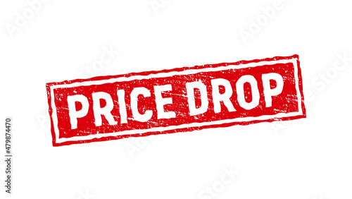 Price drop stamp label icon. Sale vector special price drop rubber seal