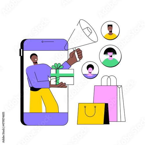 Brand advocate abstract concept vector illustration. Brand attorney, digital marketing, internet, trademark advocacy strategy, positive image creation, social media comments abstract metaphor.
