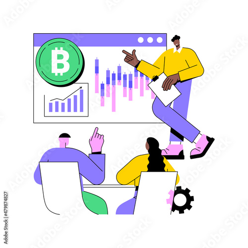 Cryptocurrency trading courses abstract concept vector illustration. Crypto trade academy, smart contracts, digital tokens and blockchain technology, setup and strategy, ICO abstract metaphor.