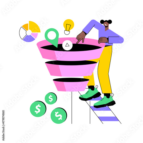 Sales pipeline management abstract concept vector illustration. Pipeline analysis, CRM, representation of sales prospects, customer prospects lifecycle, reaching sales quota abstract metaphor. photo